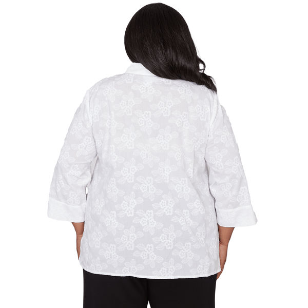 Plus Size Alfred Dunner Classics 3/4 Sleeve Floral Button Down