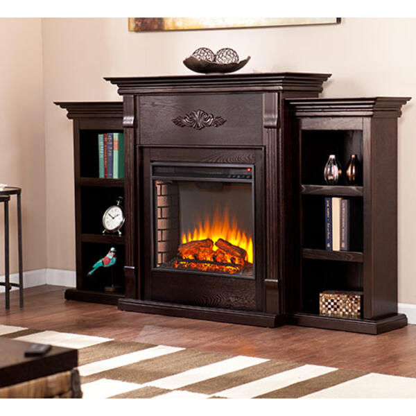Southern Enterprises Electric Fireplace w/ Bookcases - image 