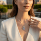 Saffron 1ctw. Violet Emerald Cut Diamond Halo Pendant Necklace - image 5