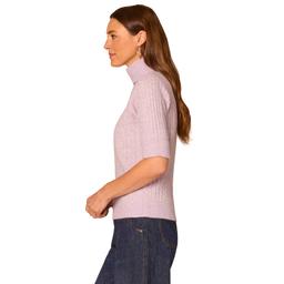 Womens Democracy Elbow Sleeve Turtleneck Cable Knit Sweater