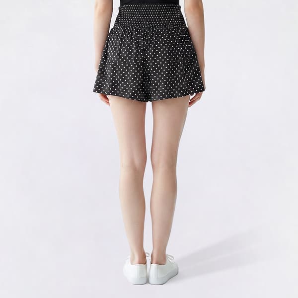 Juniors Derek Heart Print Yum Smock V-Waist Flippy Shorts
