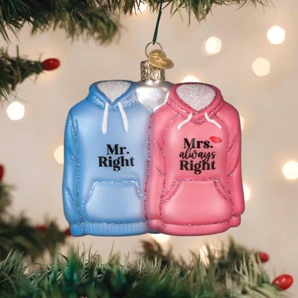 Old World Christmas Mr. & Mrs. Hoodies Ornament - image 