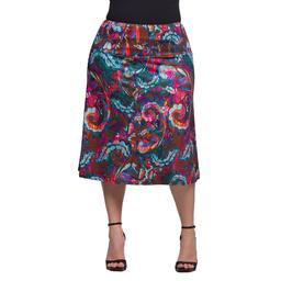 Plus Size 24/7 Comfort Apparel Brown Paisley Knee Length Skirt