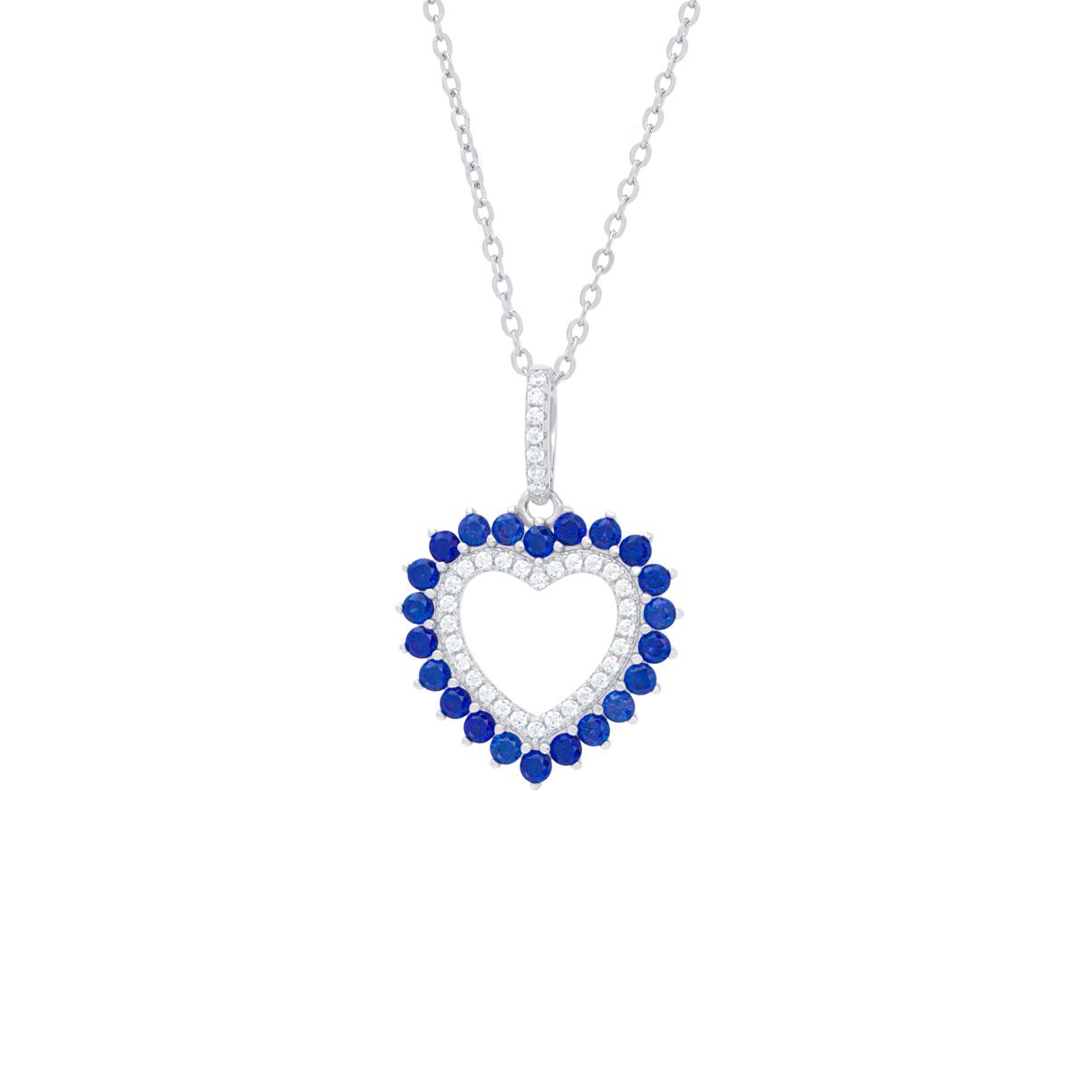 Gianni Argento Lab Created Blue Spinel & Sapphire Heart...