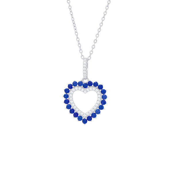 Gianni Argento Lab Created Blue Spinel & Sapphire Heart Pendant - image 