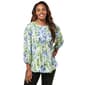 Plus Size Floral & Ivy 3/4 Sleeve Floral Round Neck Blouse - image 2