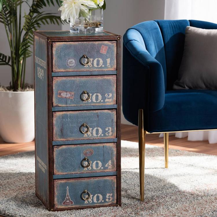 Baxton Studio Alba 5-Drawer Accent Storage Chest