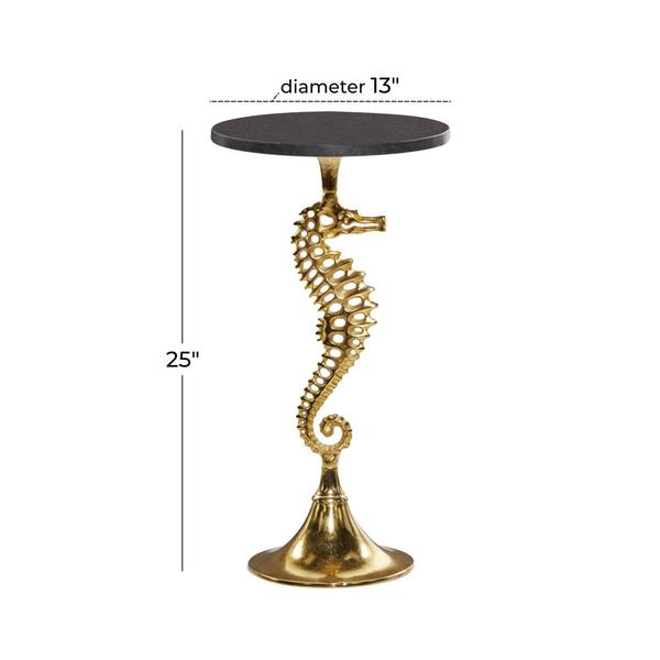 9th & Pike® Gold Aluminum Coastal Accent Table