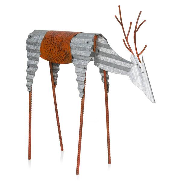 Alpine Metal Rustic Grazing Reindeer Christmas Decor - image 