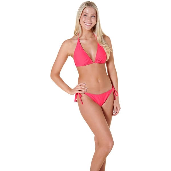 Juniors YMI&#40;R&#41; Solid 2pc. Halter Neck Triangle Bikini Swim Set - image 