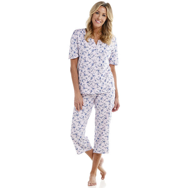 Womens IZOD&#40;R&#41; Short Sleeve Playful Garden Capri Pajama Set - image 