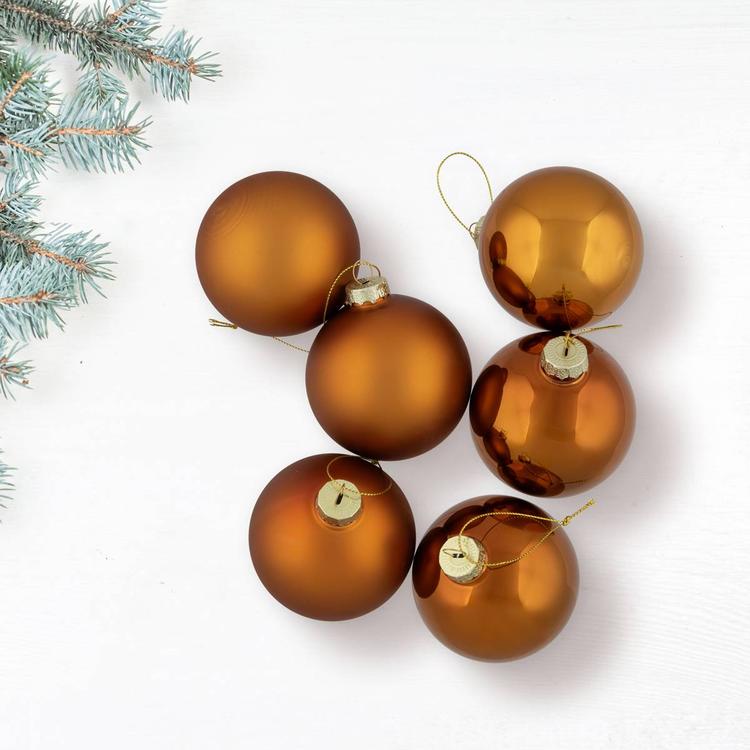 Northlight Seasonal 6pc. Glass 2-Finish Christmas Ornaments