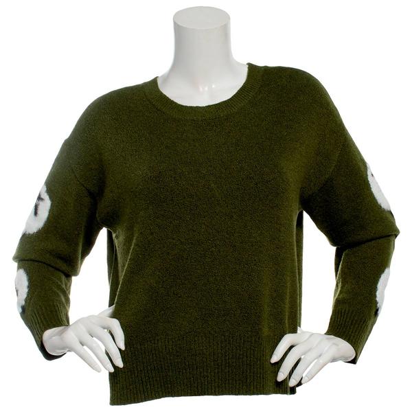 Juniors No Comment Mossy Sheep Sleeve Sweater- Green - image 