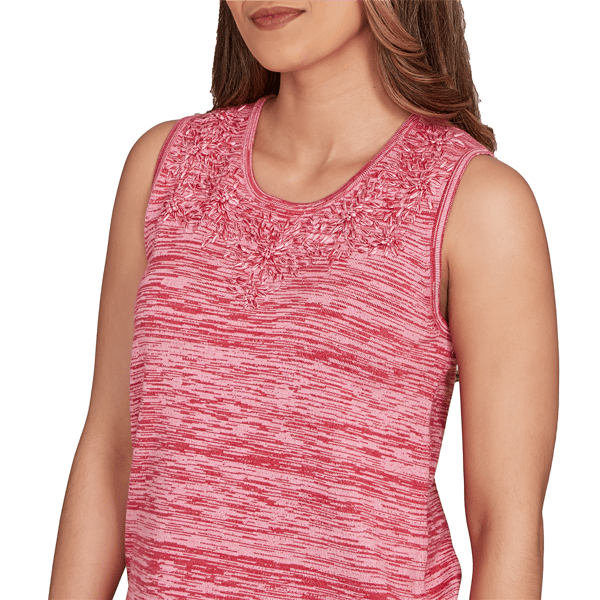 Petite Ruby Rd. Indigo Go Marled Embroidery Sleeveless Blouse
