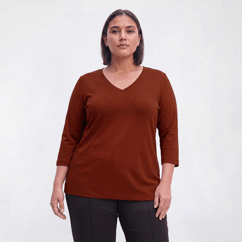 Plus Size Preswick & Moore(R) 3/4 Sleeve V-Neck Solid Tee - image 