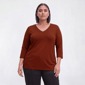 Plus Size Preswick & Moore(R) 3/4 Sleeve V-Neck Solid Tee - image 1