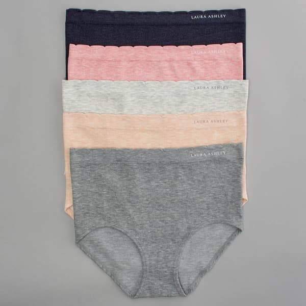 Womens Laura Ashley(R) 5pk. Seamless Rib Brief Panties LS5133-5PKT - image 