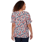 Womens Emaline Sapphire Serenade II Elbow Sleeve Floral Blouse - image 2