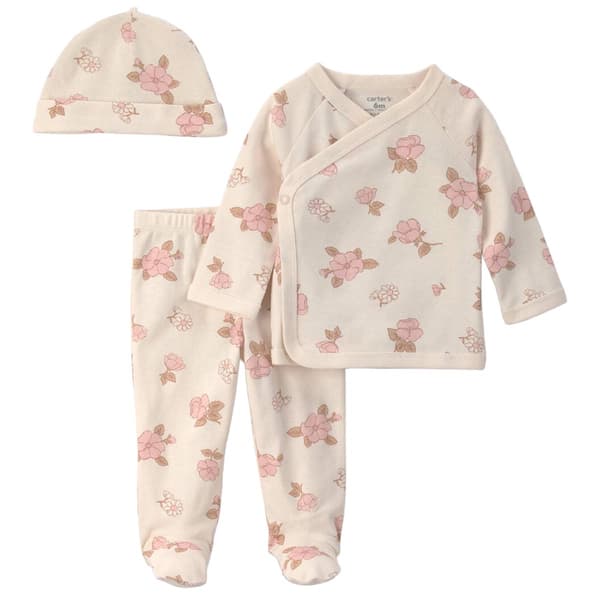 Baby Girl (Preemie-3M) Carter''s Ig Floral Set W/ Hat - image 