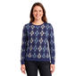Petite Emily Daniels Long Sleeve Argyle Hacci Sweater - Navy - image 1
