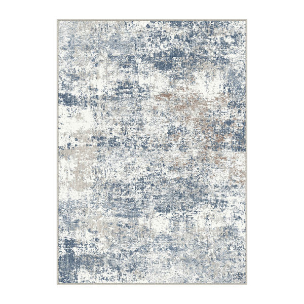 HomeRoots Blue & Ivory Abstract Washable Area Rug - image 