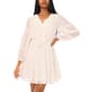 Womens MSK Long Sleeve Ruffle Trim V Neck Foil A-Line Dress - image 3