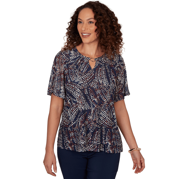 Womens Emaline Summer In The City Short Sleeve Tier Blouse