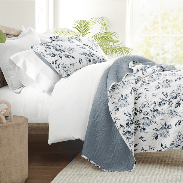 Soft Essentials Ultra-Soft Rose Garden Reversible Quilt Set - image 