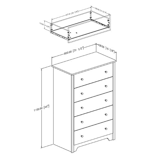 South Shore Vita Soft Grey 5-Drawer Chest