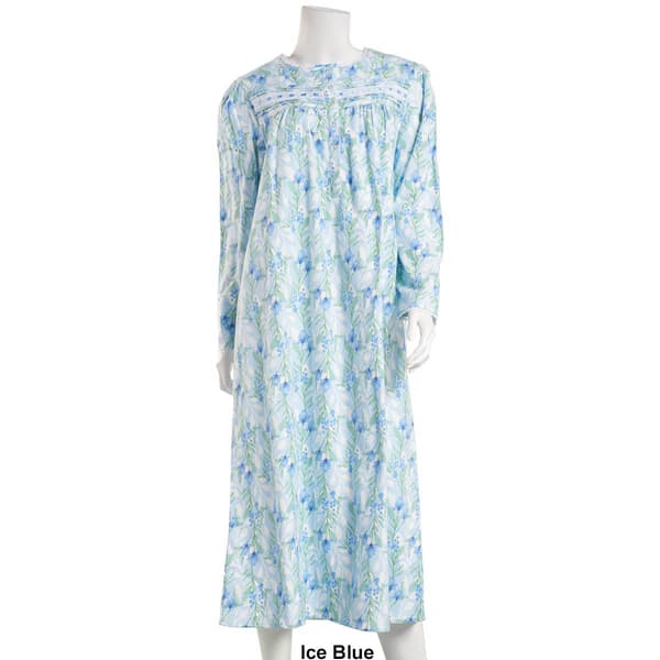 Petite Jasmine Rose Long Sleeve Floral Brushed Flannel Nightgown