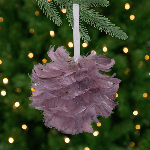 Northlight French Lilac Feathered Christmas Ball Ornament - image 