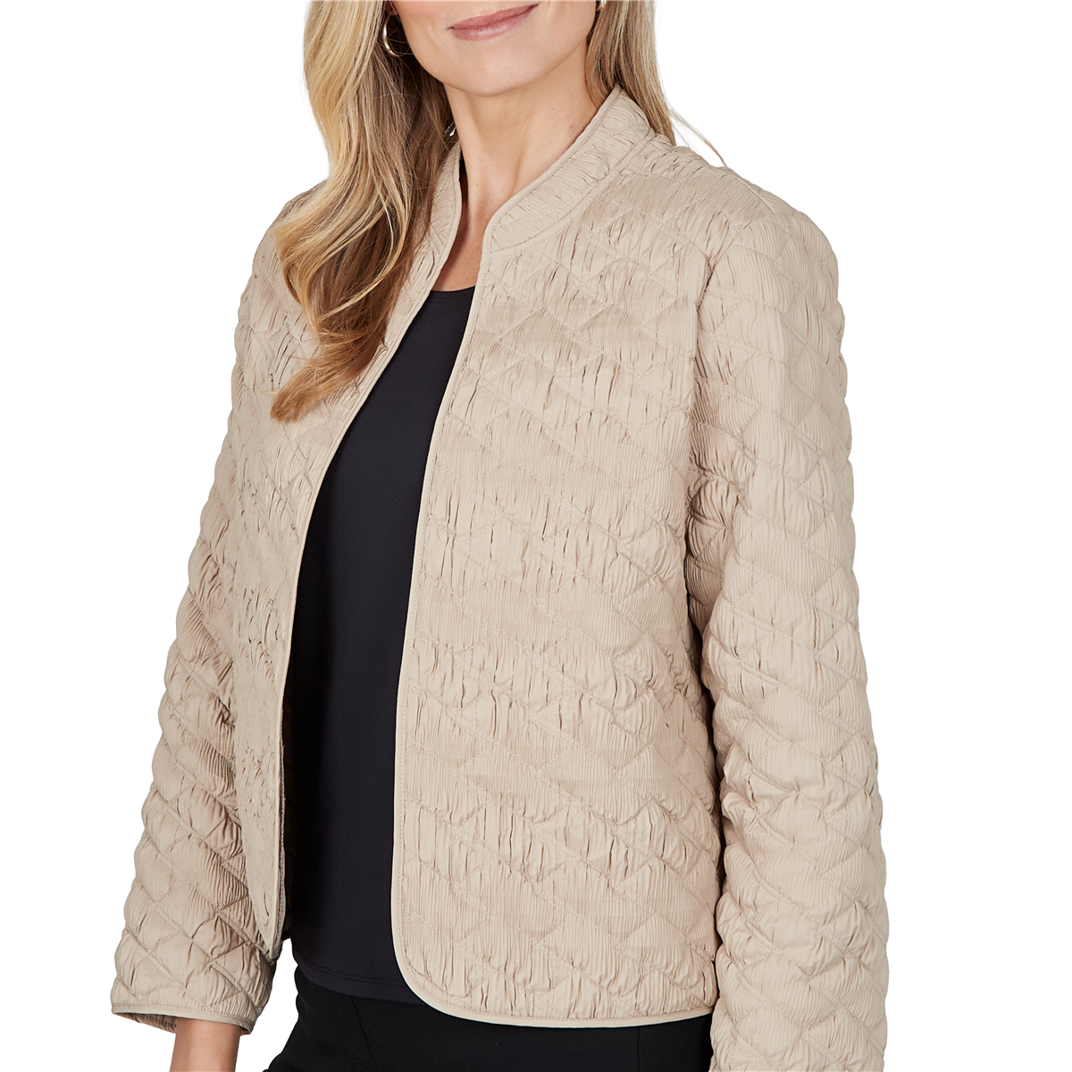 Petite Alfred Dunner Cityscape Texture Open Front Blazer