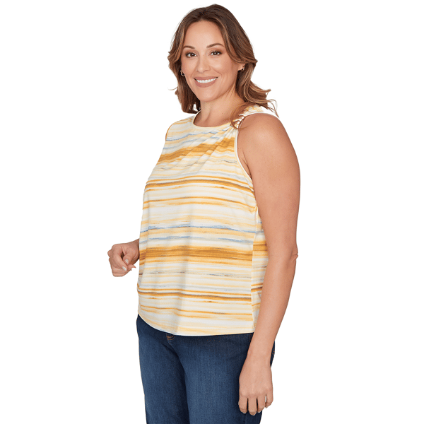 Plus Size Emaline Limoncello Sunrise Spaced Dye Stripe Tank Top