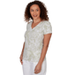 Petite Hearts of Palm Printed Essentials Tropical V Neck Tee - image 3