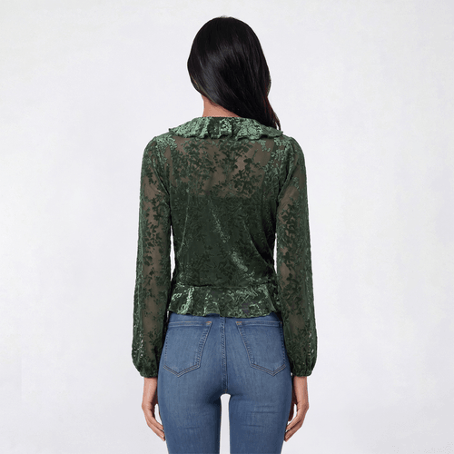 Juniors A. Byer Long Sleeve Flock Velvet Ruffle Cardigan