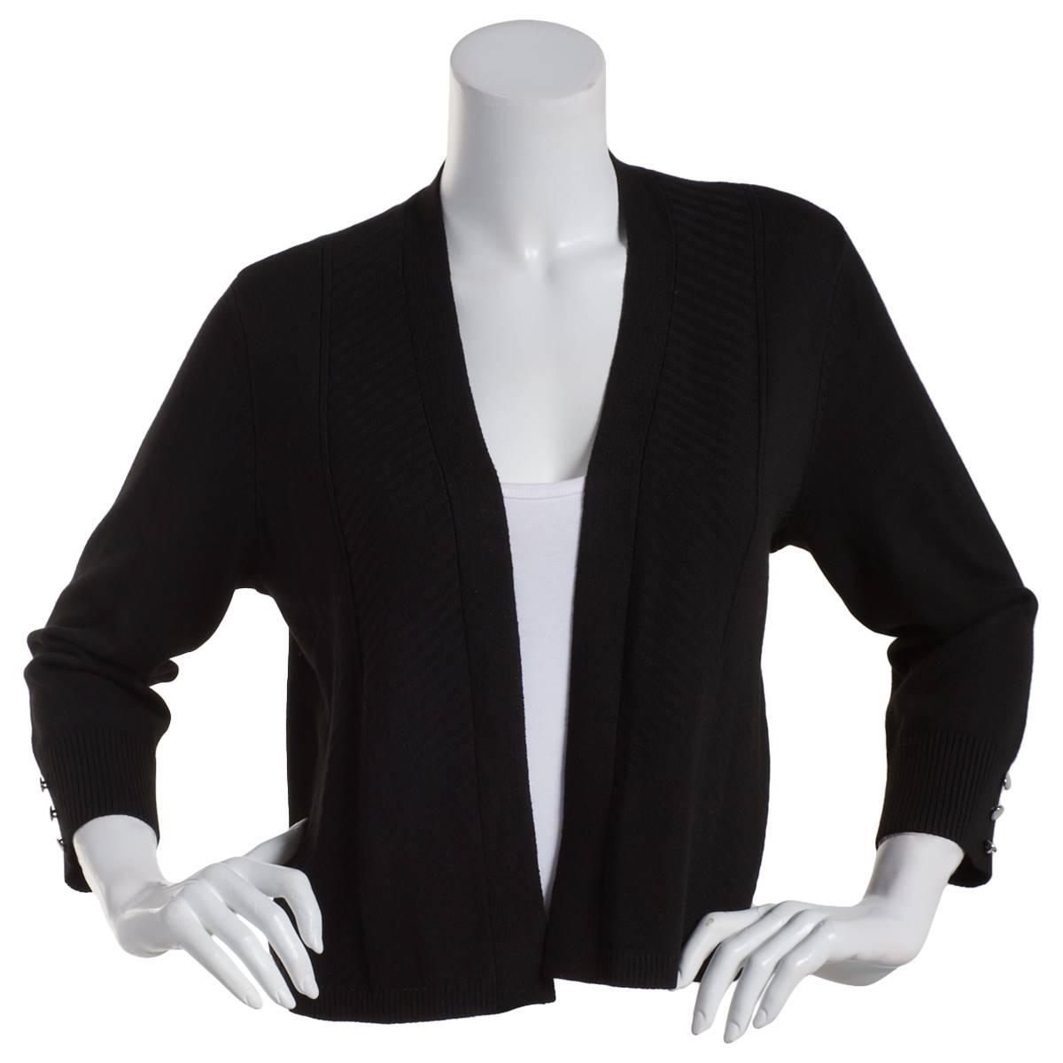 Womens 89th & Madison Button Sleeve Princess Seam Cardigan