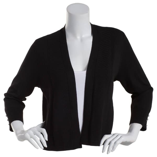 Womens 89th & Madison Button Sleeve Princess Seam Cardigan