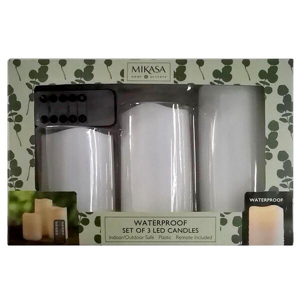 Mikasa&#40;R&#41; Outdoor LED Candles w/ Remote - Set of 3 - image 