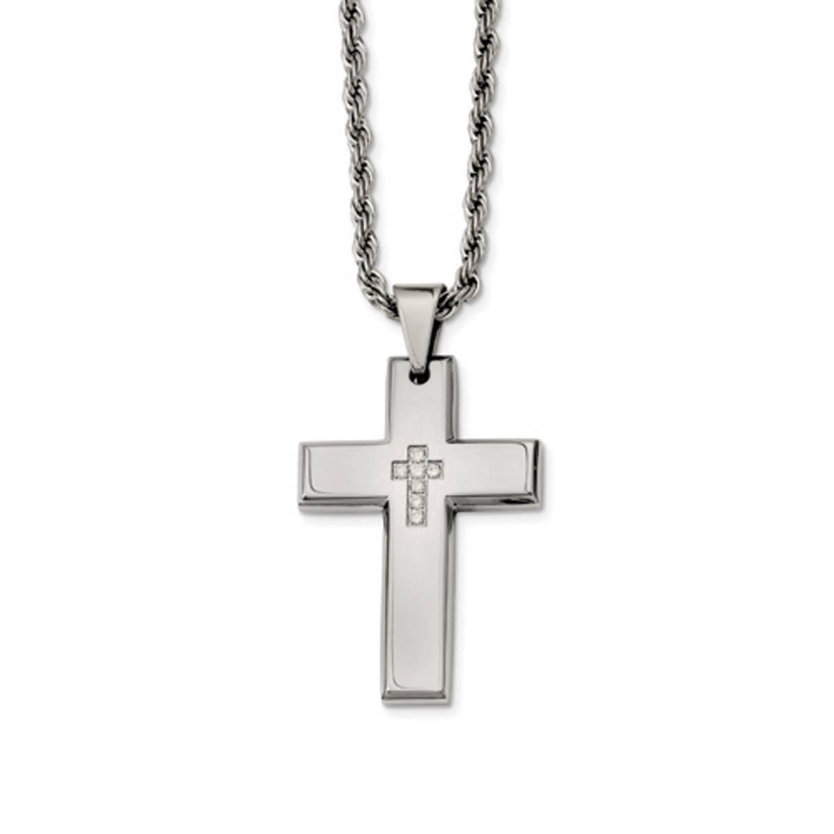 Mens Gentlemens Classics™ CZ Accented Cross Necklace