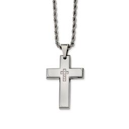Mens Gentlemens Classics(tm) Cubic Zirconia Accented Cross Necklace