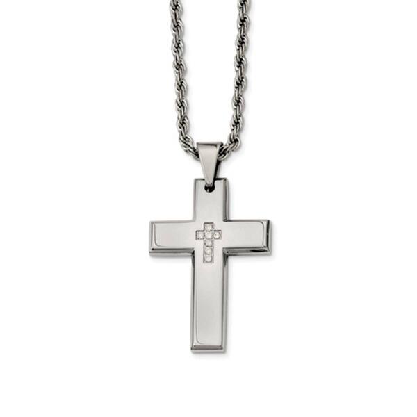 Mens Gentlemens Classics&#40;tm&#41; Cubic Zirconia Accented Cross Necklace - image 