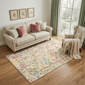HomeRoots Ivory Pink & Green Floral Washable Area Rug - image 1