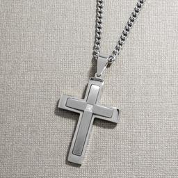 Mens Nova Star(R) Forged 1/20ctw. Lab Grown Diamond Cross Pendant
