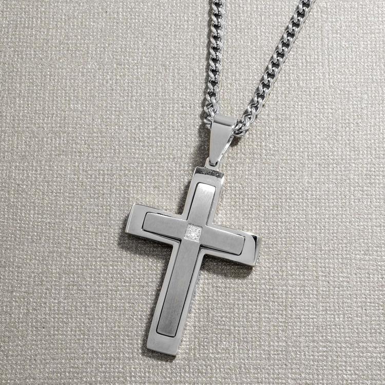 Mens Nova Star(R) Forged 1/20ctw. Lab Grown Diamond Cross Pendant