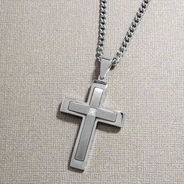 Mens Nova Star&#40;R&#41; Forged 1/20ctw. Lab Grown Diamond Cross Pendant