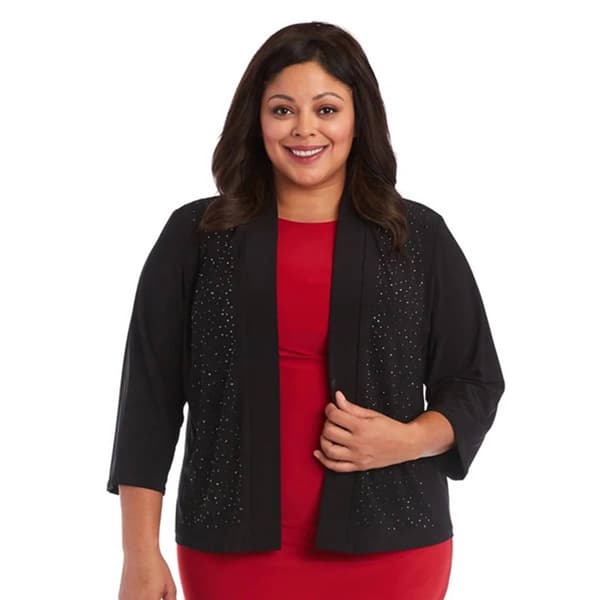 Plus Size R&M Richards Open Front Bead Cardigan