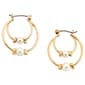 Gold Plated Pearl Double Hoop Earrings - image 1