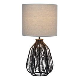 Lalia Home 21in Vintage Rattan Wicker Style Paper Rope Table Lamp