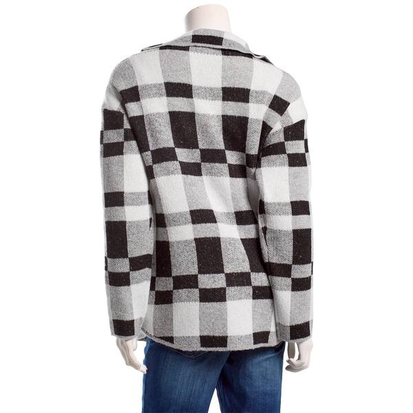 Womens By Design Long Sleeve Open Front Plaid Coatigan