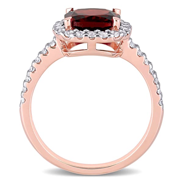 Gemstones Classics™ 10kt. Rose Gold Garnet & Topaz Halo Ring